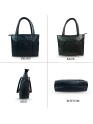 Genuine Leather Tote Bag for Women – Large Shoulder Handbag with Multiple Pockets | Work, Laptop & Travel Purse | Stylish Classic Bag for Office, Casual, Business, Gift (Black)