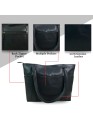 Genuine Leather Tote Bag for Women – Large Shoulder Handbag with Multiple Pockets | Work, Laptop & Travel Purse | Stylish Classic Bag for Office, Casual, Business, Gift (Black)