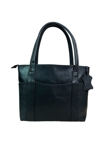 Genuine Leather Tote Bag for Women – Large Shoulder Handbag with Multiple Pockets | Work, Laptop & Travel Purse | Stylish Classic Bag for Office, Casual, Business, Gift (Black)