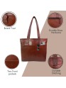 Brown Genuine Leather Tote Bag for Women - 15 inch Laptop Work Bag Shoulder Handbag & Purse with Multiple Pockets
