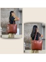 Brown Genuine Leather Tote Bag for Women - 15 inch Laptop Work Bag Shoulder Handbag & Purse with Multiple Pockets