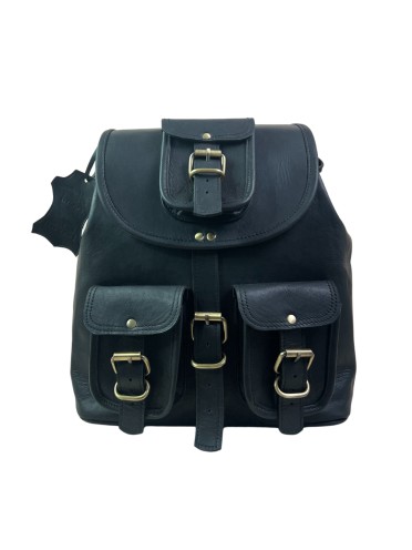 Black Genuine Leather Laptop Backpack Sports Hiking Daypacks Carryall Rucksack Casual Shoulder Bookbag