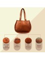 Madosh, Genuine Leather Classic Brown Half Moon Shoulder Tote Style Fashion Sleek Everyday Handbag Purse for Women