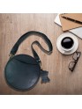 Madosh Stylish Round Crossbody Bag for Women – Small Circular Genuine Leather Purse with Adjustable Strap Black Side Shoulder Fashion Handbag