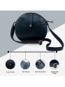 Black Crossbody Purse Soft Leather Hobo Women Semi Circle Zipper Bag