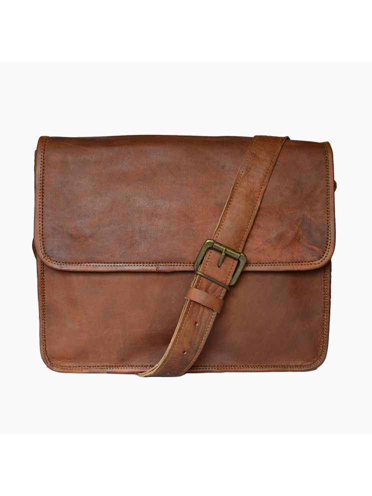 Men's Genuine Leather Crossbody Ipad Bag Flap Over Shoulder Laptop Office Bags