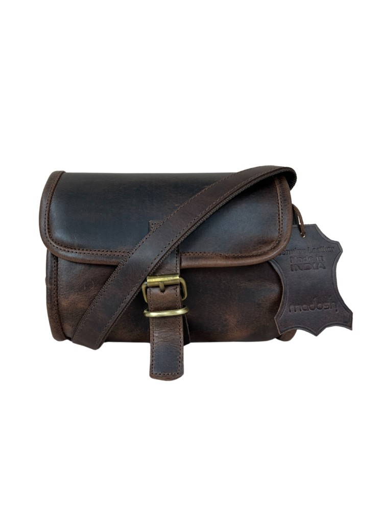 Madosh Genuine Leather Women’s Shoulder Brown Crossbody Flap Over Small Sling Side Purse 