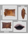 Women's Zipper Wristlet Bag Buffalo Leather Clutch Travel Pouch Carryall Wallet