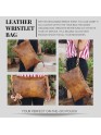 Women's Zipper Wristlet Bag Buffalo Leather Clutch Travel Pouch Carryall Wallet