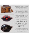Women's Zipper Wristlet Bag Buffalo Leather Clutch Travel Pouch Carryall Wallet