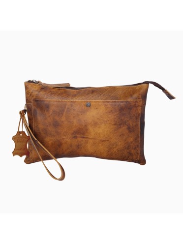 Women's Zipper Wristlet Bag Buffalo Leather Clutch Travel Pouch Carryall Wallet