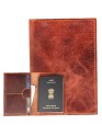 Passport Holder Buffalo Hide Travel Wallet Card ID Brown RFID Blocking Cover