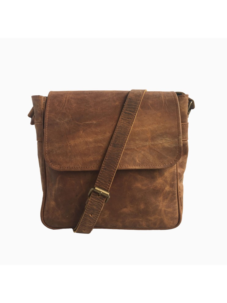 Women Cross body Genuine Buffalo Leather Brown Messenger Sling Shoulder bag 