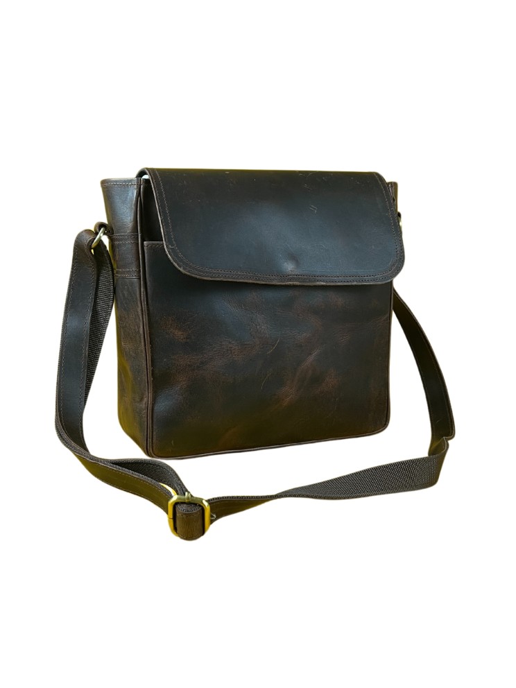 Women Cross body Genuine Buffalo Leather Brown Messenger Sling Shoulder bag 
