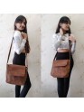 Women Cross body Genuine Buffalo Leather Brown Messenger Sling Shoulder bag 
