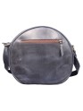 Crossbody Purse Buffalo Leather Hobo Women Semi Circle Zipper Blue Bag