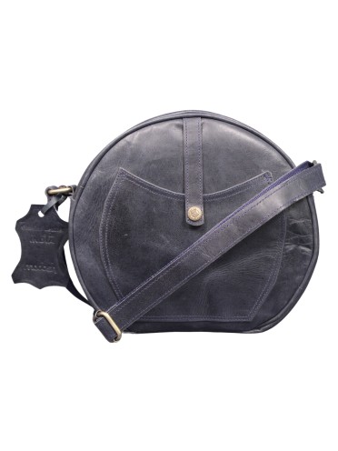 Crossbody Purse Buffalo Leather Hobo Women Semi Circle Zipper Blue Bag