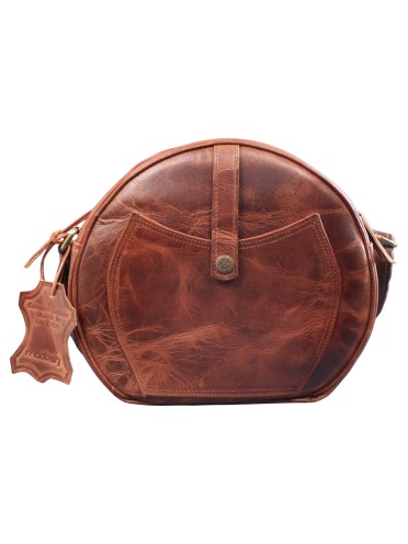 Crossbody Purse Buffalo Leather Hobo Women Semi Circle Zipper Brown Bag