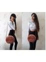 Crossbody Purse Buffalo Leather Hobo Women Semi Circle Zipper Brown Bag