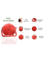 Crossbody Purse Buffalo Leather Hobo Women Semi Circle Zipper Red Bag