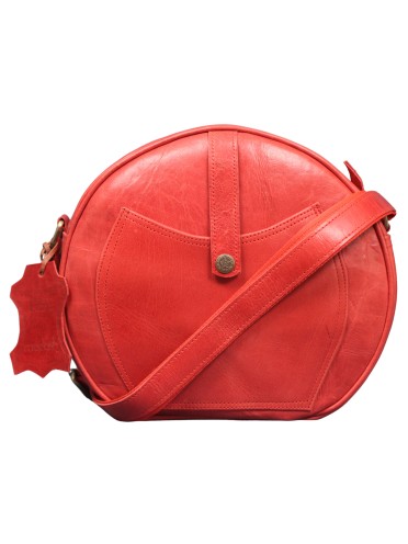 Crossbody Purse Buffalo Leather Hobo Women Semi Circle Zipper Red Bag