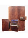 Genuine Leather Passport Cover RFID Blocking Card Holder Brown Travel Wallet