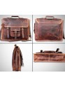  Genuine Buffalo Leather Briefcase Bag Men's Messenger Brown Work Laptop Bag