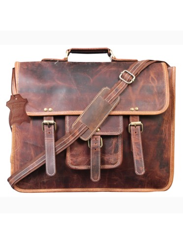  Genuine Buffalo Leather Briefcase Bag Men's Messenger Brown Work Laptop Bag