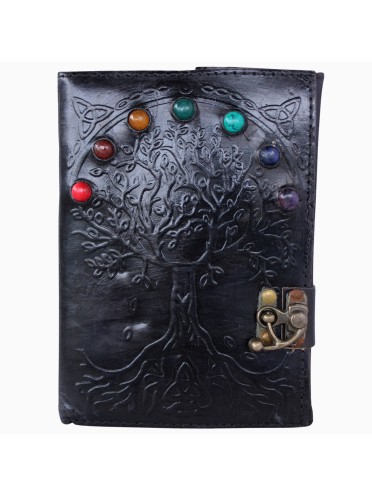  Black Cover Dairy Genuine Leather Bound Journal Stone Studded Tree Notebook