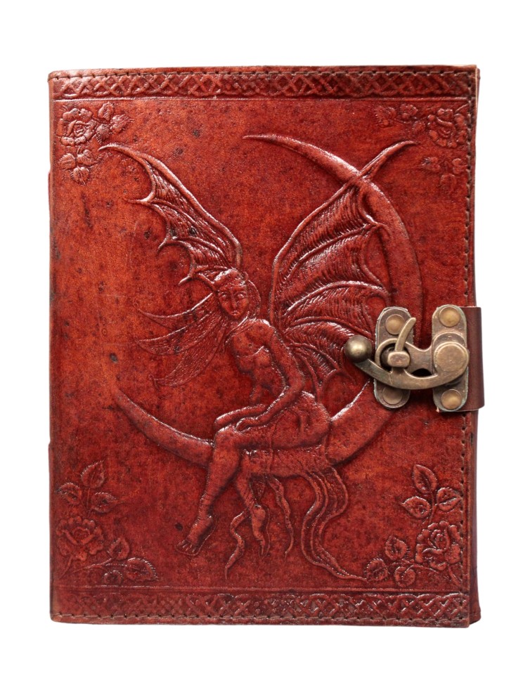 Genuine Leather Bound Journal Angel Embossed Grimoire Diary Spell Book Writing Notebook Brown Book Of Shadow