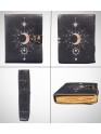 Celestial UV Print Genuine Leather Bound Grimoire Journal Black Cover Diary Book