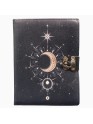 Celestial UV Print Genuine Leather Bound Grimoire Journal Black Cover Diary Book