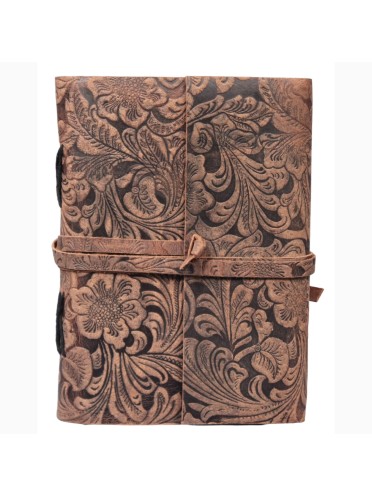 Genuine Leather Buff Garden Embossed Grimoire Journal Brown Plain Diary Notebook