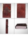 Genuine Leather Bound Journal Grimoire Cross Embossed Notepad Brown Notebook