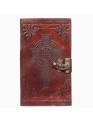 Genuine Leather Bound Journal Grimoire Cross Embossed Notepad Brown Notebook
