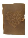 Genuine Leather Book Heart Shape Cover Bound Diary Blank  Daily Planner