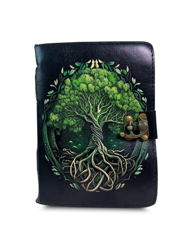 Madosh, Handmade Genuine Leather Journal with Tree of Life Design – 200 Unlined Pages | Vintage Lock Diary | 7x5” Travel Notebook for Writing, Sketching, Gifting