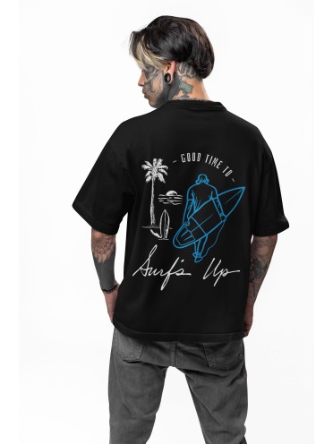 Oversized Drop Shoulder Graphic Printed Half Sleeve T-Shirt for Men | Round Neck t-shirt for Men 100% Cotton (240gsm) | Sizes available XS to XL (IN, Alpha, XL, Plus, Black)