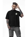 Men's Oversized Drop Shoulder T-Shirt | Printed Men's Tshirt | 100% Cotton (240gsm) | Round Neck Tshirt Peace Symbol Beach Print (IN, Alpha, M, Plus, Black)