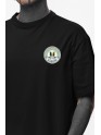 Men's Oversized Drop Shoulder T-Shirt | Printed Men's Tshirt | 100% Cotton (240gsm) | Round Neck Tshirt Peace Symbol Beach Print (IN, Alpha, M, Plus, Black)