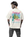 Oversized Drop Shoulder Graphic Printed Half Sleeve T-Shirt for Men | Round Neck t-Shirt 100% Cotton (240gsm) | Beach Wear Tshirt (IN, Alpha, L, Plus, Off White)