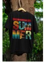 Oversized Drop Shoulder Men's Summer Beach Graphic Tshirt | Round Neck Printed t-Shirt 100% Cotton (240gsm) | Beach Wear Tshirt | Men's Printed Top (IN, Alpha, XL, Plus, Black)