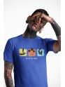 Blue Recycled Cotton Regular Fit Men's T-Shirt | Mens Printed Tshirt | Mens Round Neck Beach Waves Holiday Tshirt (IN, Alpha, L, Regular, Blue)