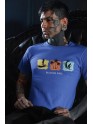 Blue Recycled Cotton Regular Fit Men's T-Shirt | Mens Printed Tshirt | Mens Round Neck Beach Waves Holiday Tshirt (IN, Alpha, L, Regular, Blue)