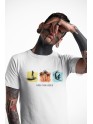 White Recycled Cotton Regular Fit Men's T-Shirt | Mens Printed Tshirt | Mens Round Neck Beach Waves Holiday Tshirt