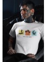White Recycled Cotton Regular Fit Men's T-Shirt | Mens Printed Tshirt | Mens Round Neck Beach Waves Holiday Tshirt