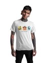 White Recycled Cotton Regular Fit Men's T-Shirt | Mens Printed Tshirt | Mens Round Neck Beach Waves Holiday Tshirt