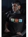 Black Recycled Cotton Regular Fit Men's T-Shirt | Mens Printed Tshirt | Mens Round Neck Beach Waves Holiday Tshirt (IN, Alpha, S, Regular, Black)
