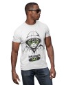 White Recycled Cotton Regular Fit Men's T-Shirt | Mens White Printed Tshirt | Mens Round Neck Cat Printed Tshirt