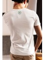 White Recycled Cotton Regular Fit Men's T-Shirt | Mens White Printed Tshirt | Mens Round Neck Cat Printed Tshirt